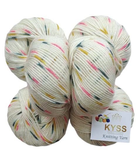 Kyss Baby Soft Print Multi Shaded (Pack Of 6) Baby Soft Wool Ball Hand ...