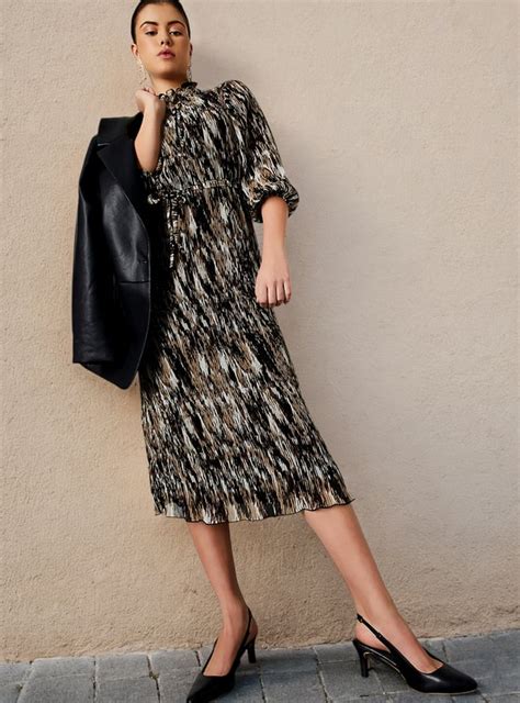 Buy Women Plisse Tie-Up Neck Midi Dress Online at just Rs. 1699.0 ...