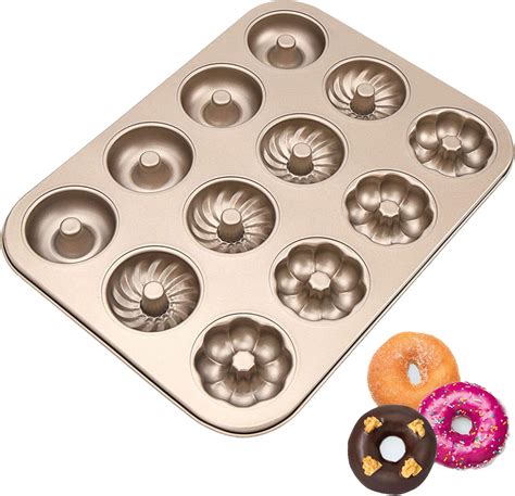 Amazon.com: WarmHut Nonstick Donut Pan, 12 Cavity Steel Donut Baking ...