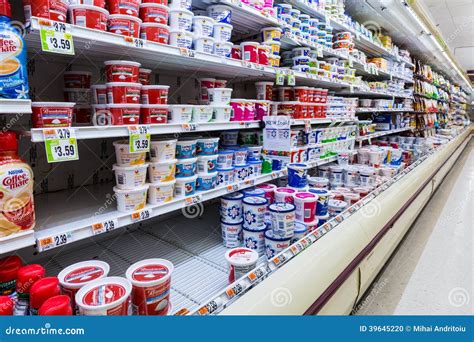 Cultured Dairy Products Aisle in an American Supermarket Editorial ...