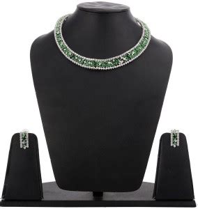 TISTABENE Metal Rhodium Green, White Jewellery Set Price in India - Buy ...