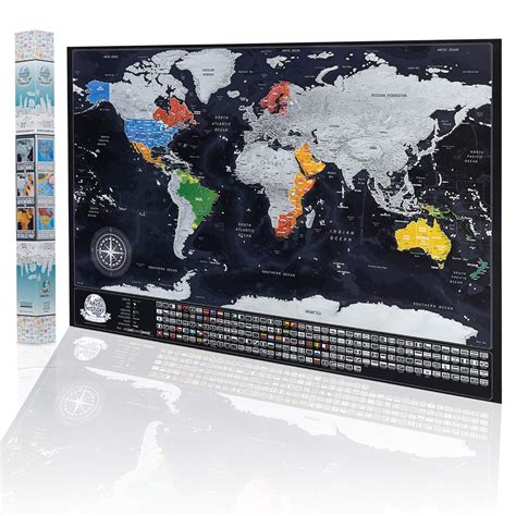Premium Scratch Off World Map with Flags, Cities, India | Ubuy