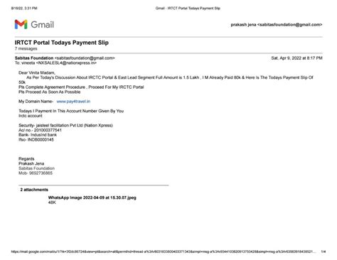 Jai Steel Facilitation Pvt. Ltd — IRCTC Portal Related Fraud Work