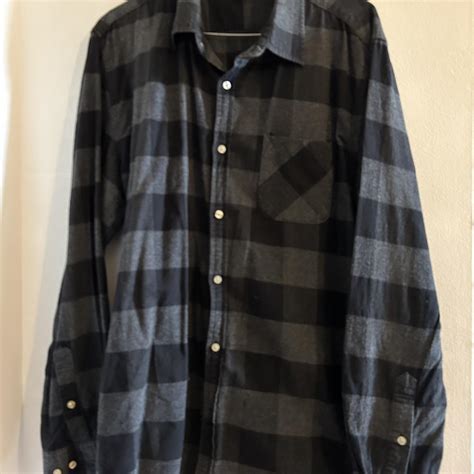 Black and grey Flannel shirt Medium - Depop