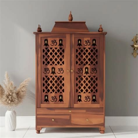 Somith Teak Wood Pooja Mandap with Door (Teak) – DZYN Furnitures