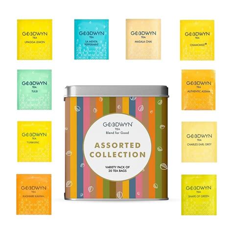 Goodwyn Assorted Herbal Tea Sampler Gift Box (20 Tea Bags) – 10 Flavors ...