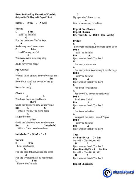 Been So Good by Elevation Worship Chords and Lyrics - chordchard.com ...