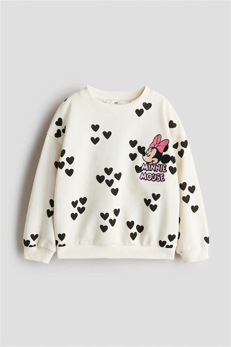 Cream/Minnie Mouse Motif-detail sweatshirt for kids | H&M IN