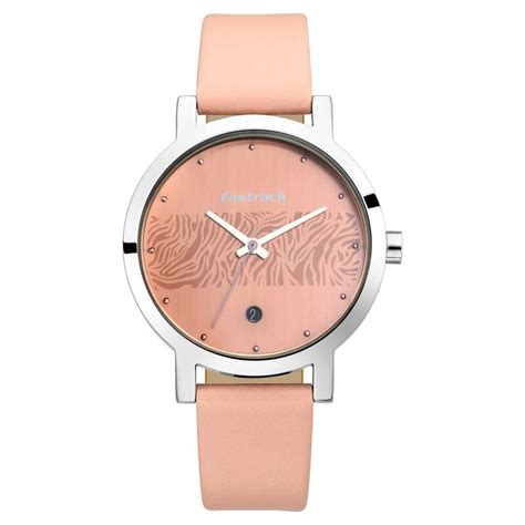 Fastrack Animal Print Quartz Analog with Date Rose Gold Dial Leather ...