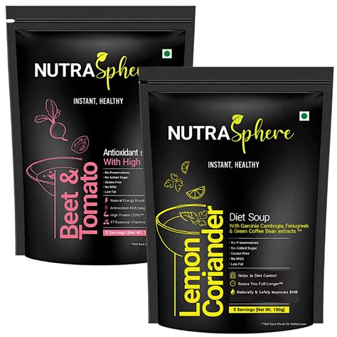 NutraSphere Diet Lemon Coriander, Beetroot Tomato Soup Combo Packets ...