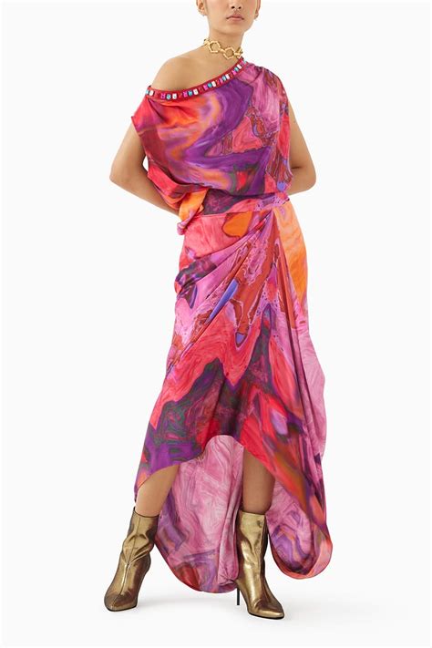 Red Sea One Shoulder Top & Skirt Co-ord