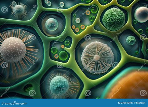 Grass Cells Under the Microscope. Generative AI Stock Illustration ...