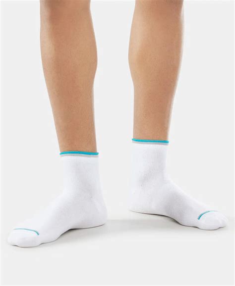 Buy Compact Cotton Ankle Length Socks With StayFresh Treatment - White ...