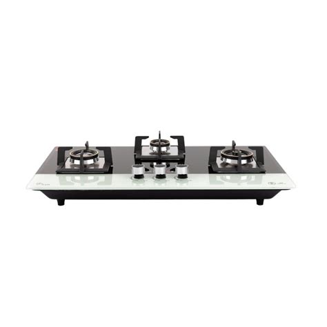 BLOWHOT Black and Blue 3 Burner Auto Ignition Gas Hob-8 mm Glass Top ...