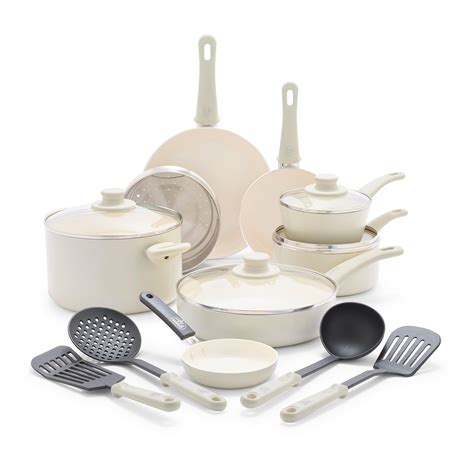 GreenLife Soft Grip Healthy Ceramic Nonstick 16 Piece Kitchen Cookware ...