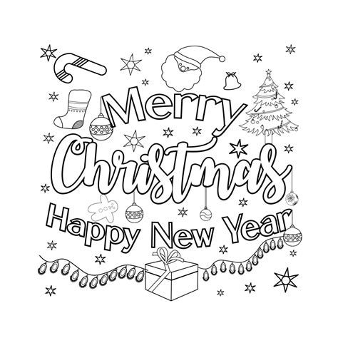 Merry Christmas Coloring page. Christmas line art coloring page design for kids. 13271593 Vector ...