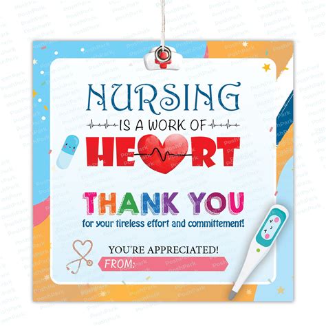 Printable Thank You Nurse Tag, PDF Nurse Appreciation Gift Tag, Instant ...