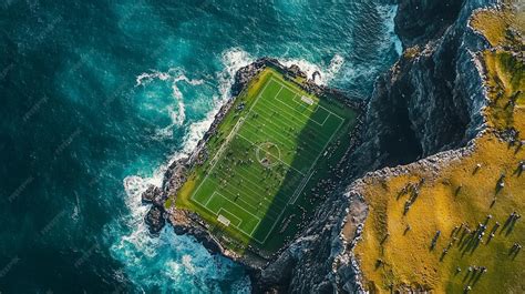 A soccer field with a soccer field in the background | Premium AI ...