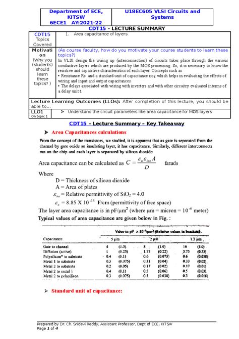 Area capacitance of layers - KITSW 6ECE1 AY:2021- Systems CDT15 ...
