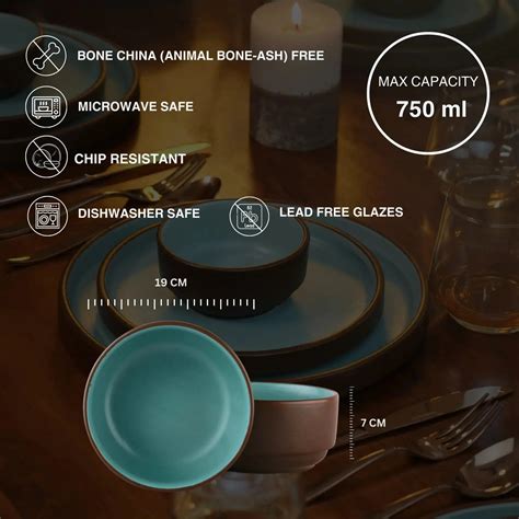 Premium Brown and Blue Ceramic Bowl Set of 2 | BlackCarrot