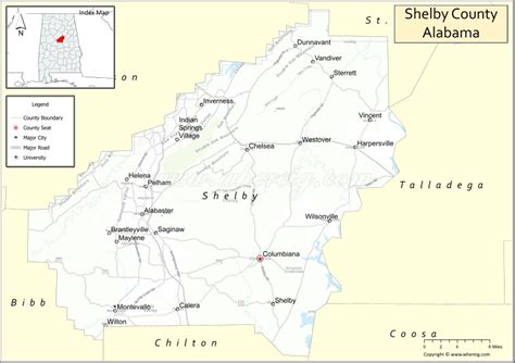 Map of Shelby County, Alabama - Where is Located, Cities, Population ...