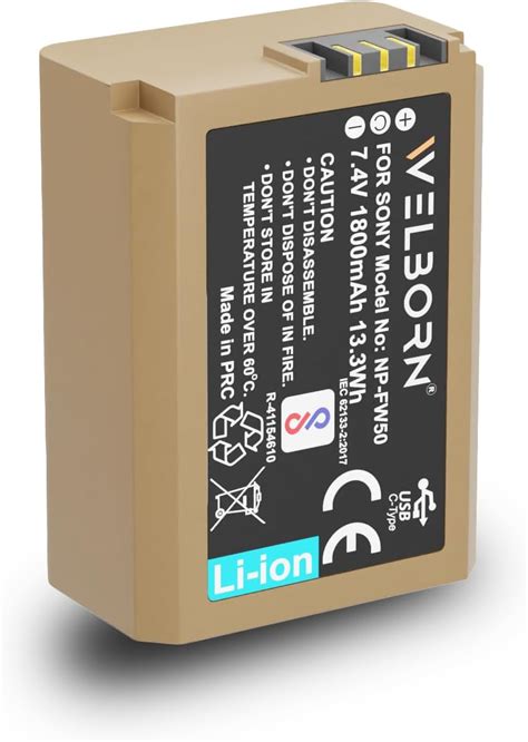 Welborn NP-FW50 (1800 mAh) Platinum Lithium-ion Battery with C Type USB ...