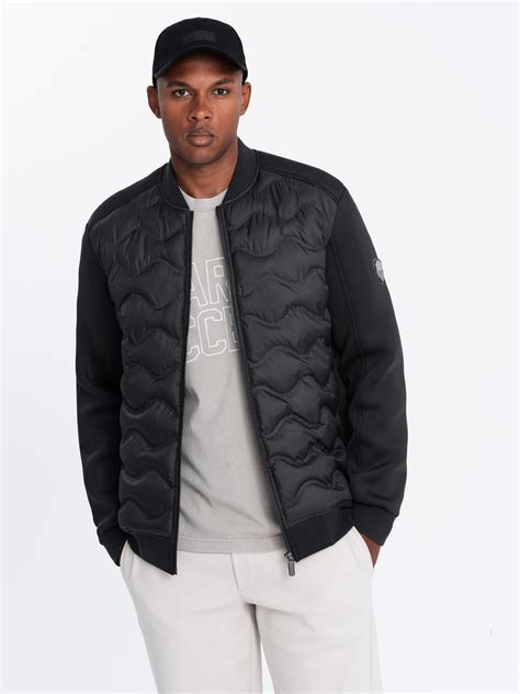 Men's quilted bomber jacket - black V1 OM-JALP-0141 | Ombre.com - Men's ...