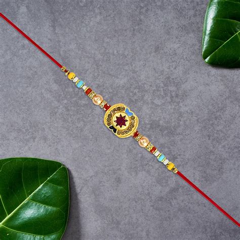 Traditional Designer Rakhi Ethnic Rakhis with Beads & Meenakari Work