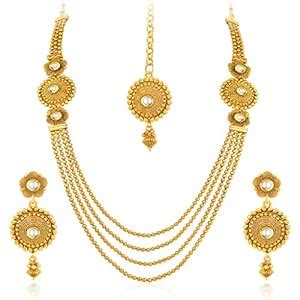 Buy Sukkhi Pleasing Four Strings Gold Plated Necklace Set For Women at ...