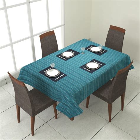 Buy MallowWorld Washable Jute Fabric Stripe Square Table Cover Heat ...
