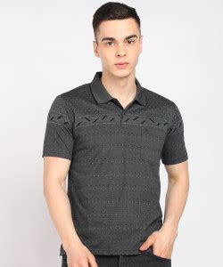MONTE CARLO Self Design Men Polo Neck Grey T-Shirt - Buy MONTE CARLO ...