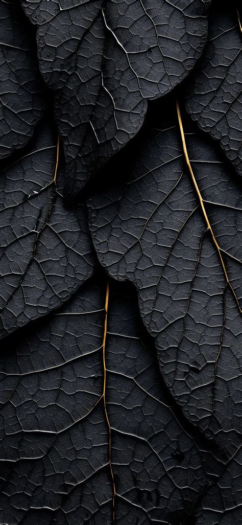 Black Mobile Phone Wallpaper with Gold Leaves