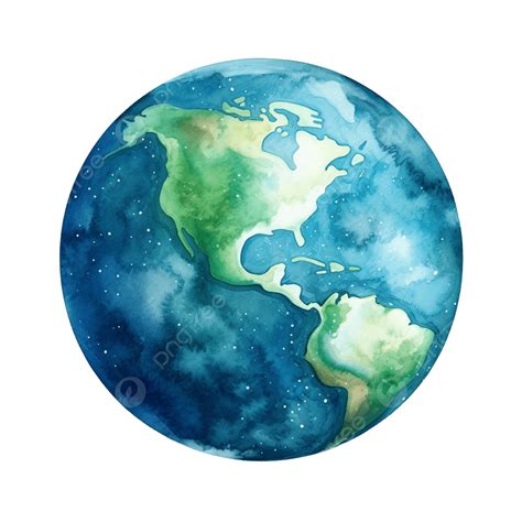 Watercolor Earth Clip Art Element Space, Earth, Planet, Watercolor PNG ...