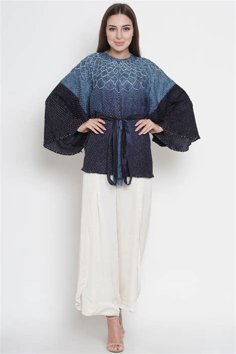 Blue OmbreCrushed Bandhani Flared Sleeve Top | Twenty Nine – 29india