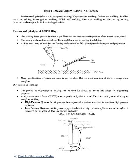 PR8592 Welding Technology - UNIT I GAS AND ARC WELDING PROCESSES ...