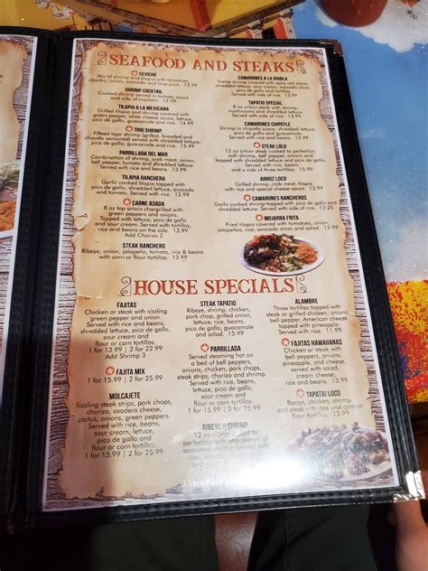 Menu at El Tapatio Restaurant, Sioux City