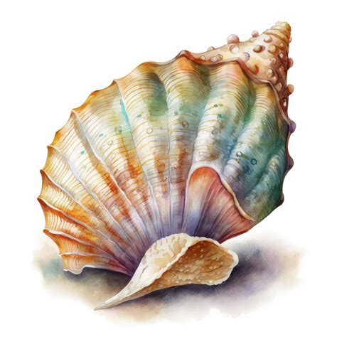 Premium Photo | Watercolor seashell isolated ocean sea shell drawing ...