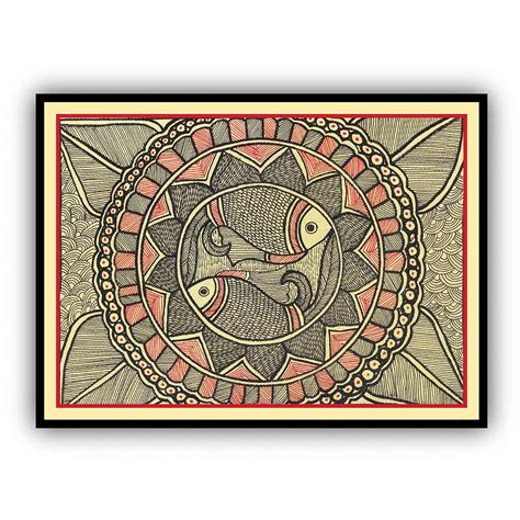 Artdarshan Framed Madhubani Art Fish Painting for Bedroom, Livingroom ...