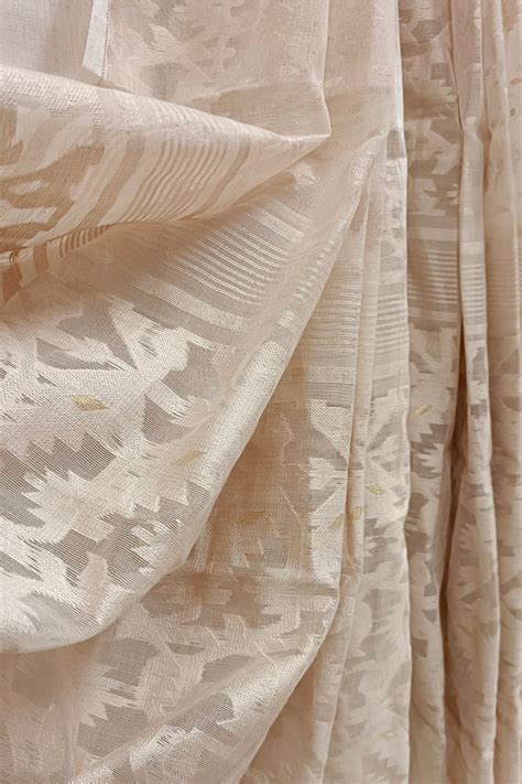 Beige Handloom Traditional Jacquard Weave Dhakai Dupatta – Balaram Saha