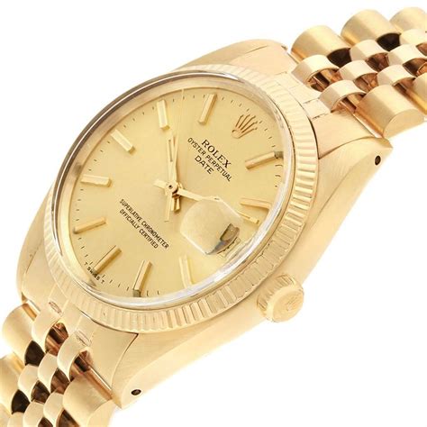 Rolex Date 14 Karat Yellow Gold Jubilee Bracelet Vintage Men's Watch ...