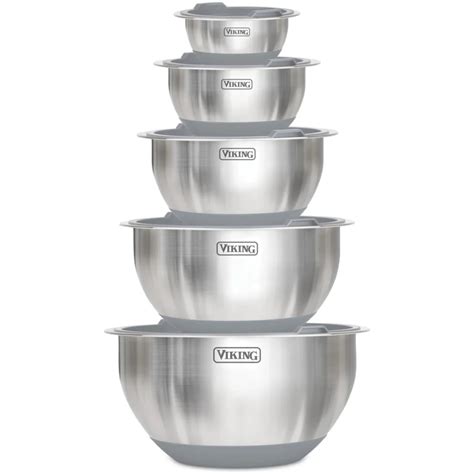 Viking 10-Piece Stainless Steel Mixing Bowl Set with Lids - Gray | Berings