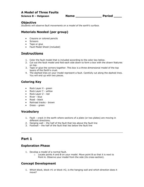 Image result for Modeling Faults Worksheet