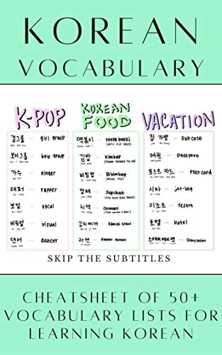 Korean Vocabulary : Cheatsheet of 50+ Vocabulary India | Ubuy