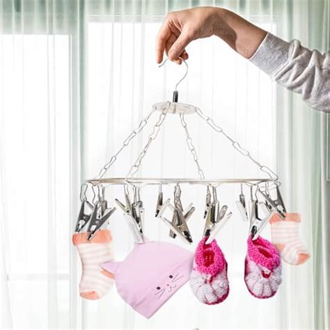 WEWEL® Deluxe Square Stainless Steel Clothes Drying Hanger - Oreo Clips ...