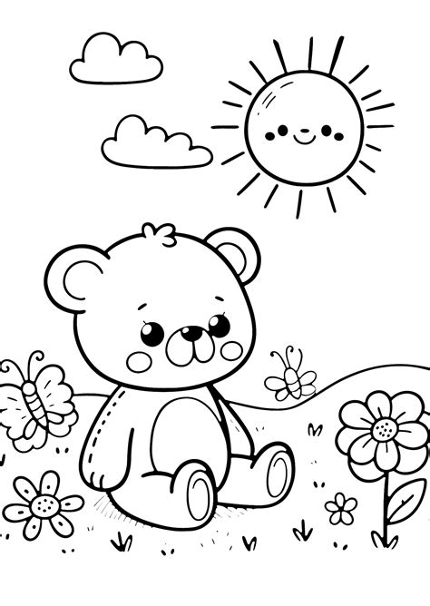 Baby Bear - Simple Coloring Page | Easy coloring pages, Free kids ...