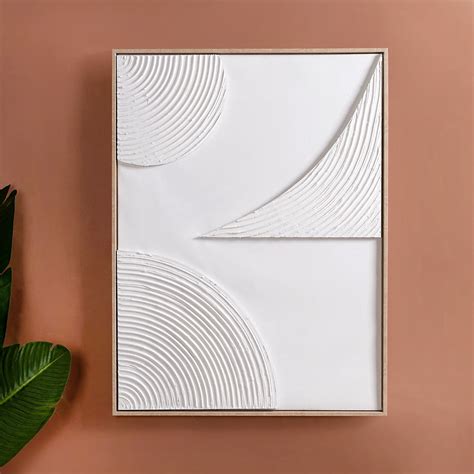 Japandi 3D Plaster Texture Framed Wall Art 32x24 Inch Online - Premium ...