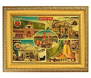 Bm Traders Elegant Golden Foil Photo of Char Dham Darshan in Golden ...