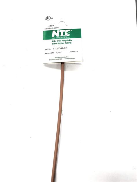 NTE Electronics 47-20348-BR Heat Shrink Tubing, Thin Wall, 2:1 Shrink ...