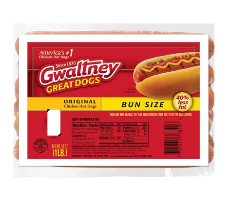 Bun Length Original Chicken Hot Dogs 16oz. | Gwaltney Foods