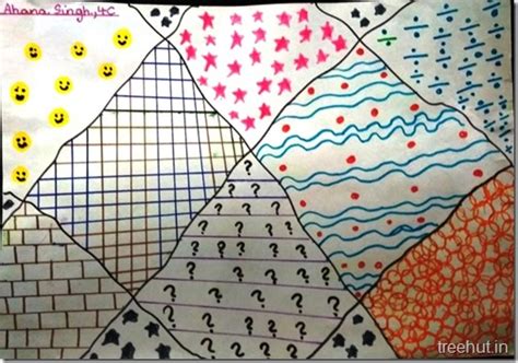 Pattern Art and Landscape Drawing by Grade 4 kids